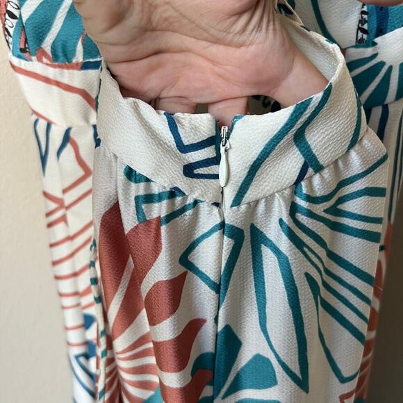 ba&sh Joyce Turquoise Boho Print Strappy Maxi Dress Size L - Picture 5 of 9